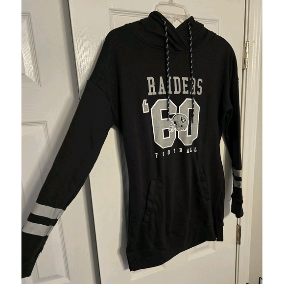 Las Vegas Raiders Hoodie Womens Large Black Spellout NFL Football Ultra Game - Picture 3 of 11